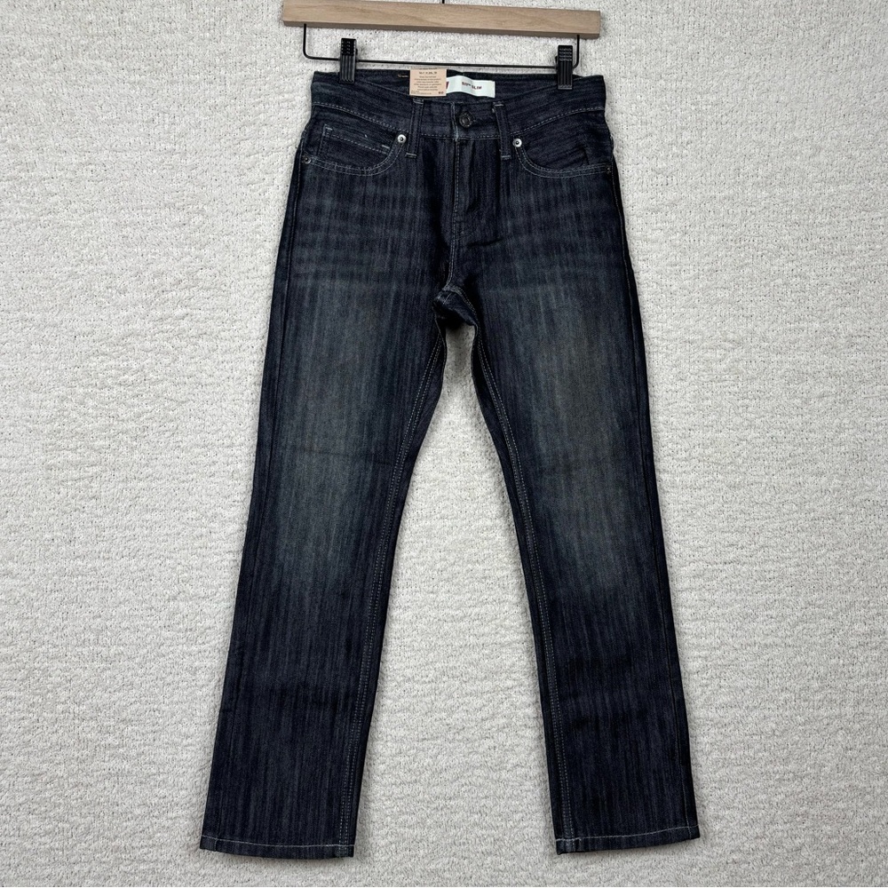 Levis Jeans Boys 10R Blue 511 Slim Black Washed‎ Adjustable Waist 5 Pocket Denim